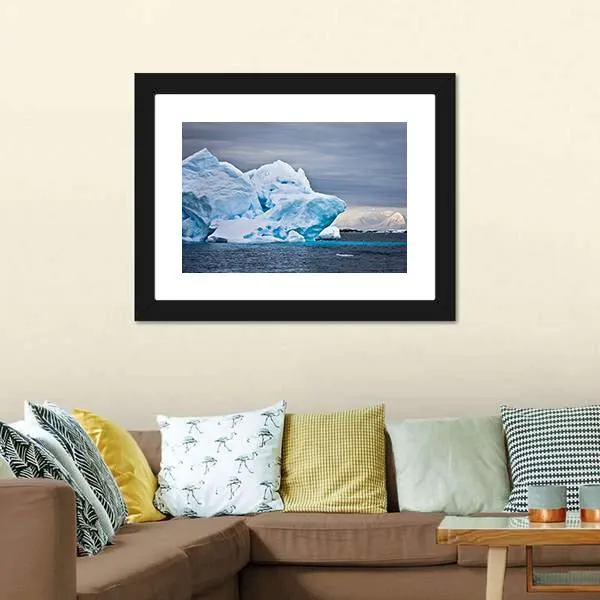 Huge Iceberg In Antarctica  Dark Sky Canvas Wall Art