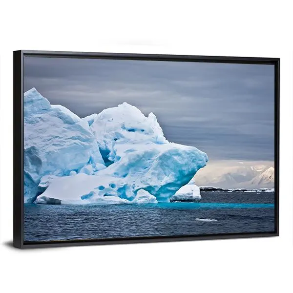 Huge Iceberg In Antarctica  Dark Sky Canvas Wall Art