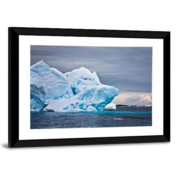 Huge Iceberg In Antarctica  Dark Sky Canvas Wall Art