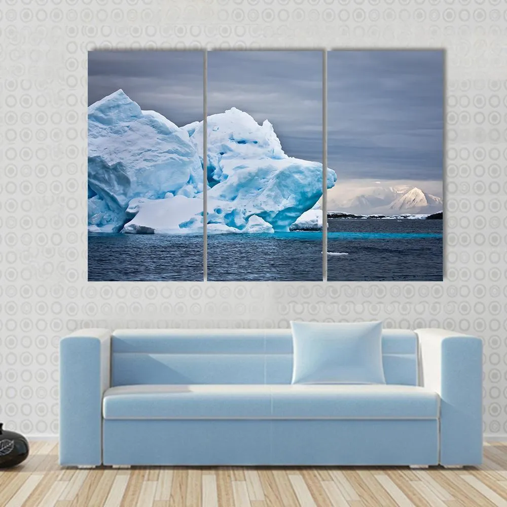 Huge Iceberg In Antarctica  Dark Sky Canvas Wall Art