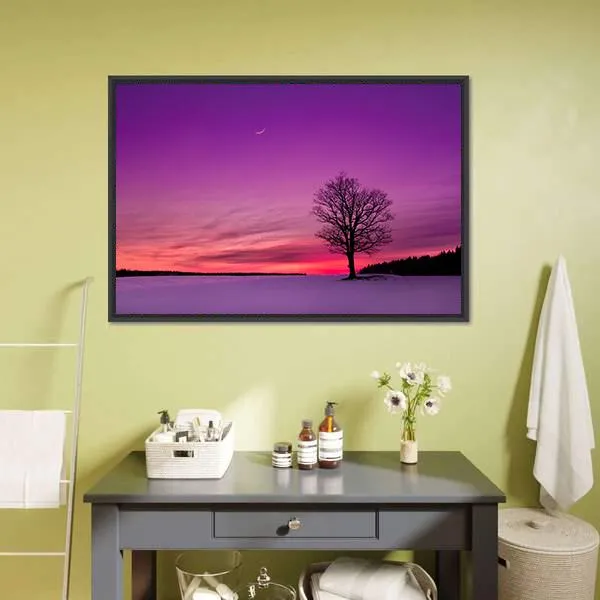 Idyllic Sunset In Field Canvas Wall Art