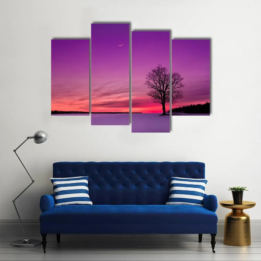 Idyllic Sunset In Field Canvas Wall Art