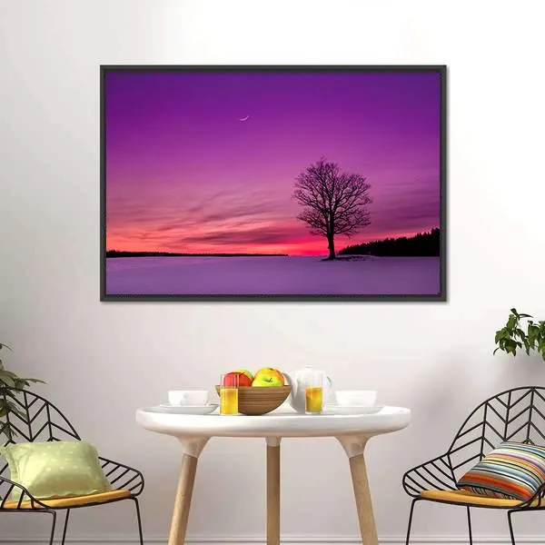 Idyllic Sunset In Field Canvas Wall Art