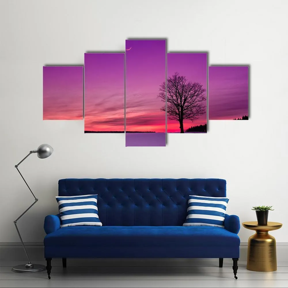 Idyllic Sunset In Field Canvas Wall Art