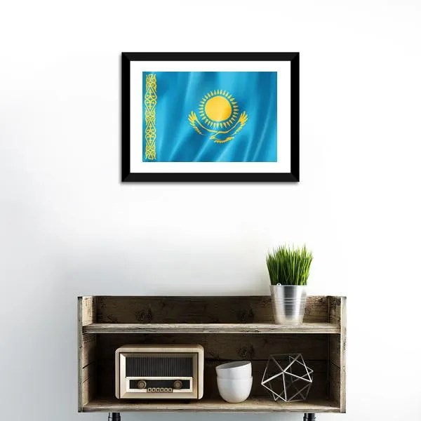 Kazakhstan Flag Canvas Wall Art