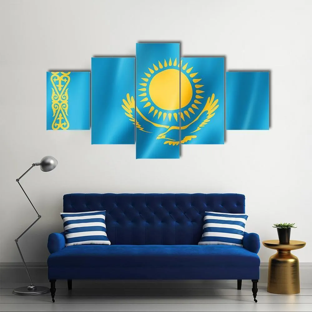 Kazakhstan Flag Canvas Wall Art