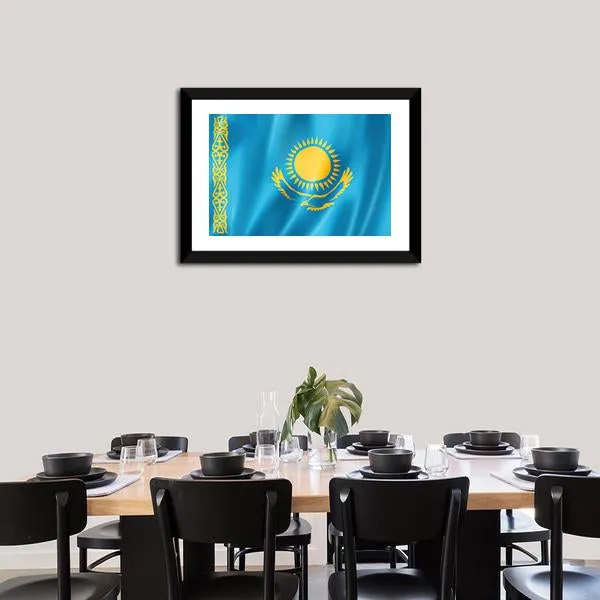 Kazakhstan Flag Canvas Wall Art