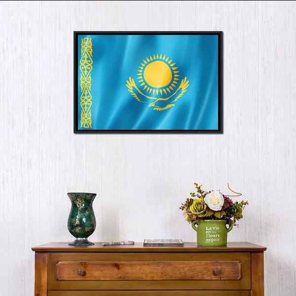 Kazakhstan Flag Canvas Wall Art