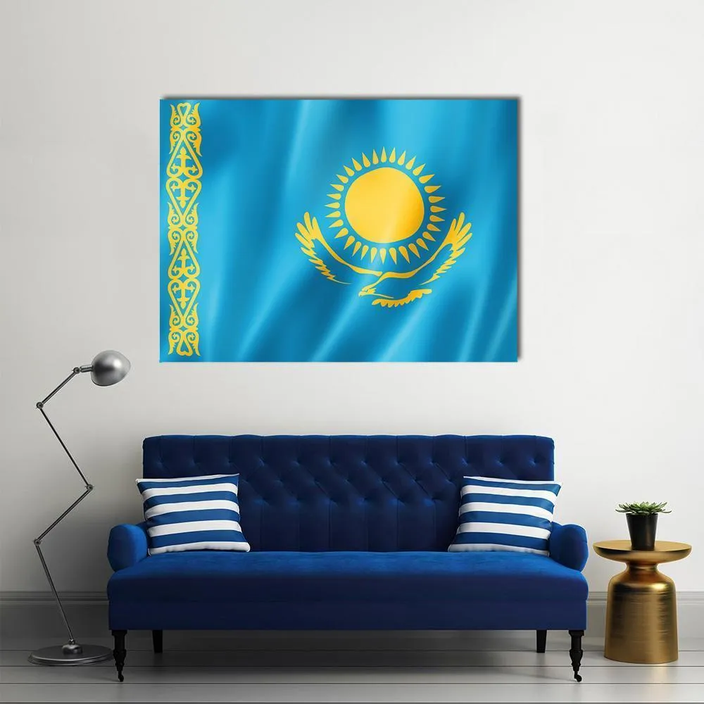 Kazakhstan Flag Canvas Wall Art