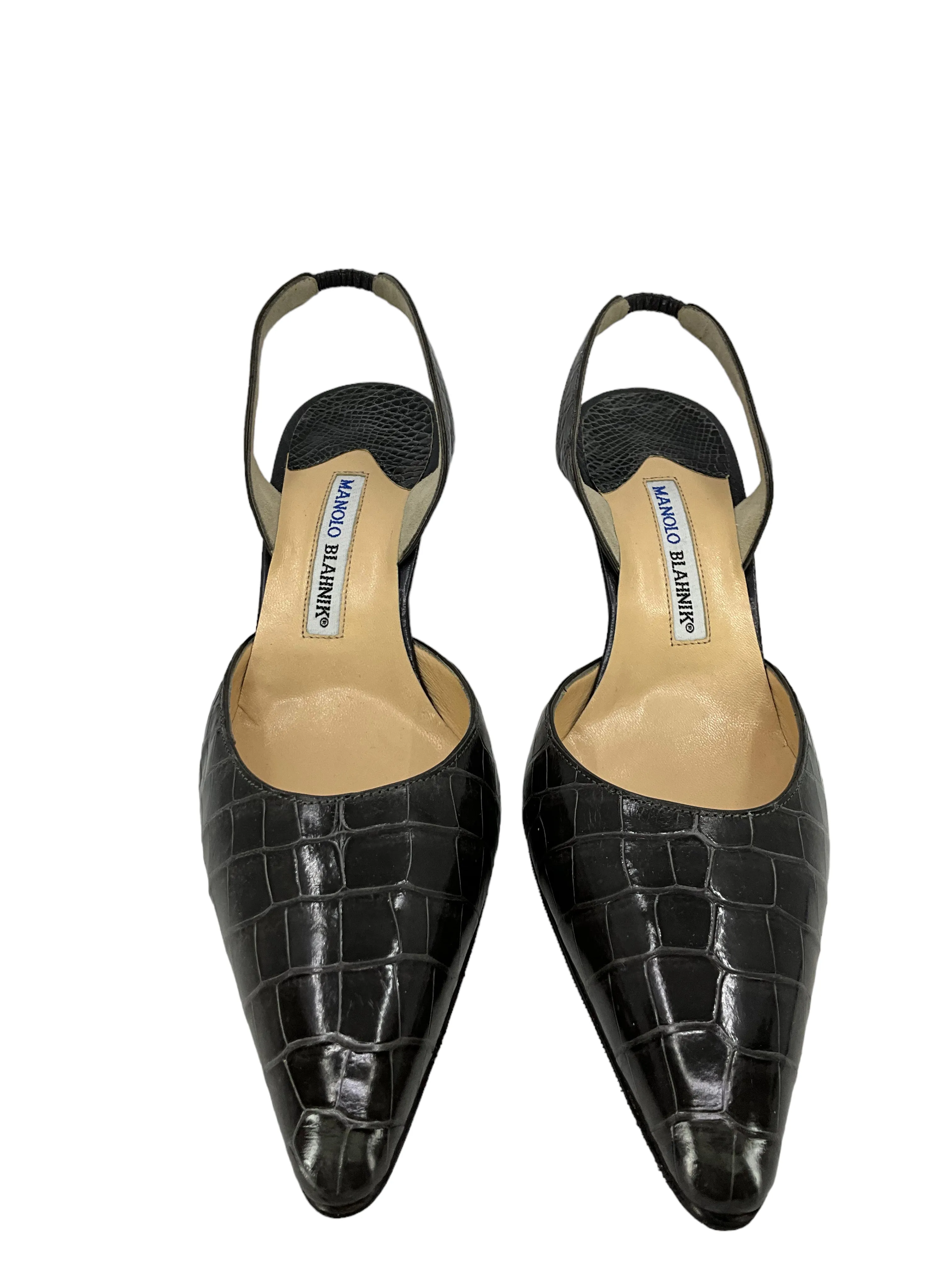 Manolo Blahnik Gray Alligator Slingbacks Size 11