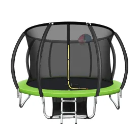 Mazam 10FT Round Spring Trampolines Kids Safety Net Enclosure w/ Basketball Set