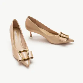 Metal Tie Pumps (Olivia)Beige