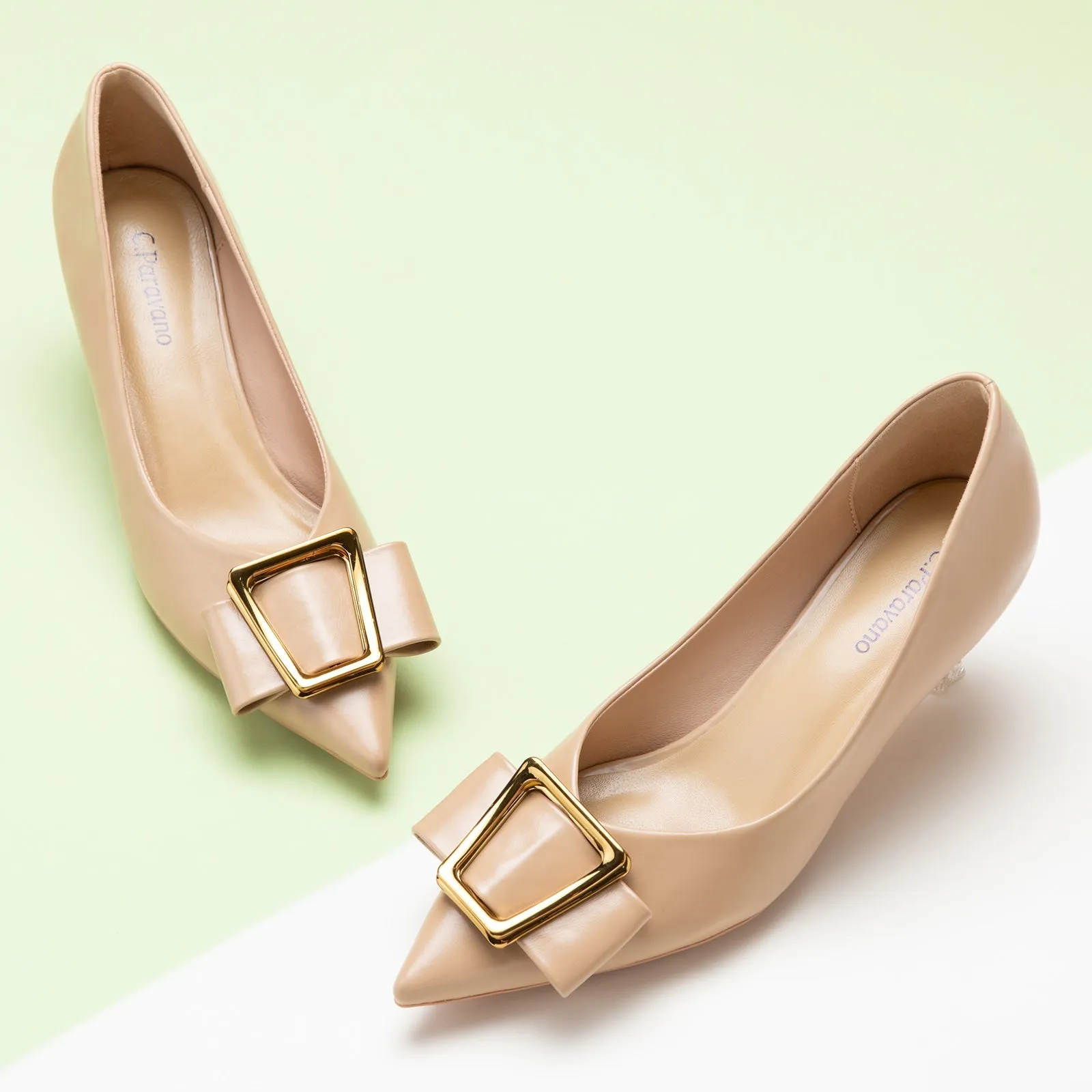 Metal Tie Pumps (Olivia)Beige