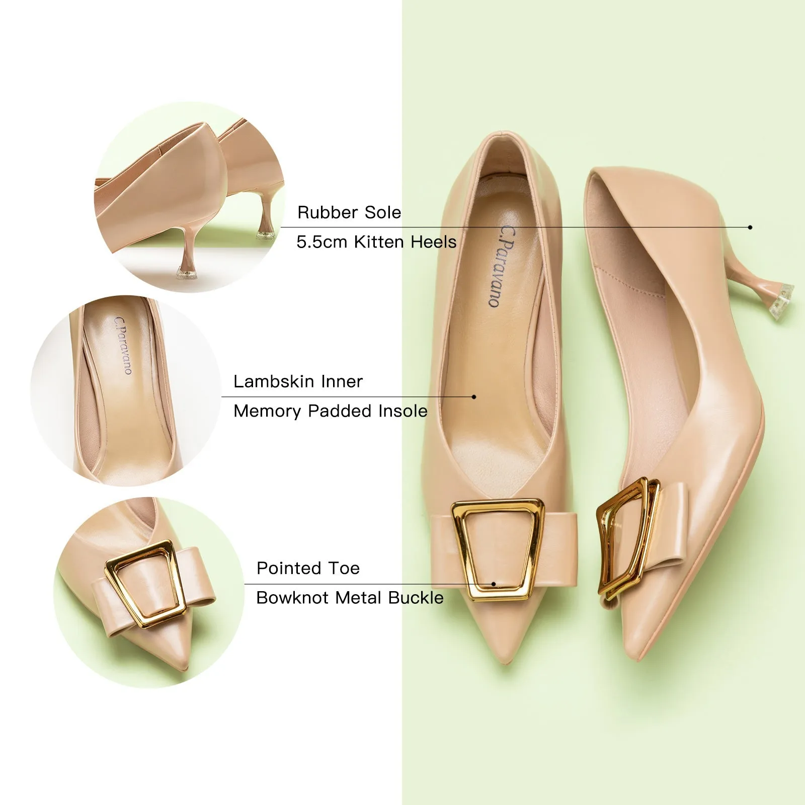 Metal Tie Pumps (Olivia)Beige