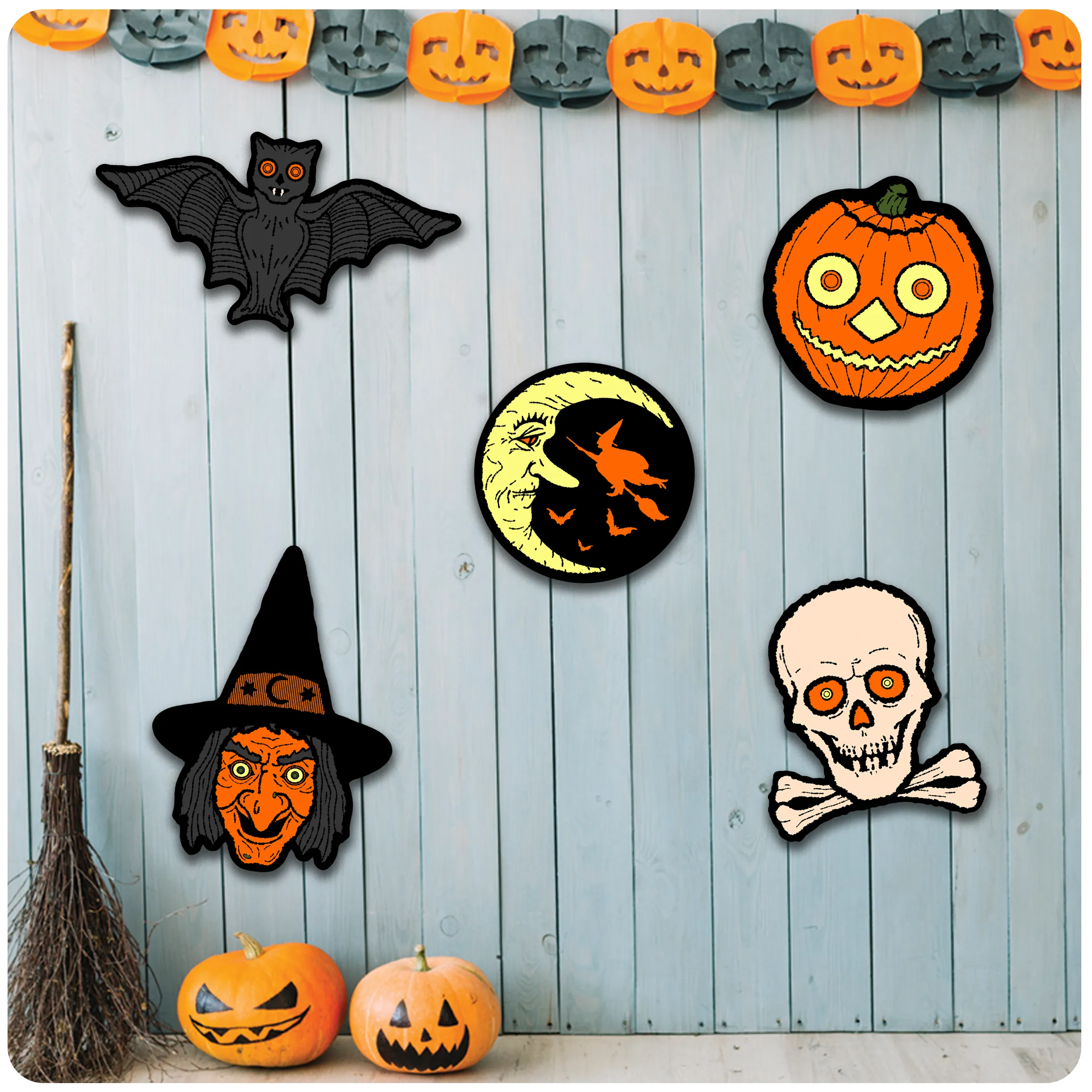 Retro Inspired Classic Hallowe'en Cutout Set of 5