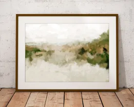 Sage green large abstract wall art Landscape Painting, Art work for living room