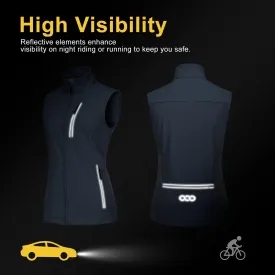 Women's Windproof Vest Outerwear with 6 Pockets and Reoflective Design: 0.77lbs 10000mm W/P index 10000 Level Breathable