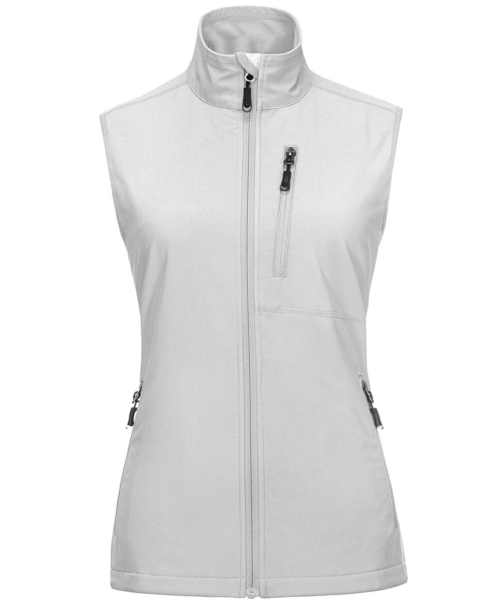 Women's Windproof Vest Outerwear with 6 Pockets and Reoflective Design: 0.77lbs 10000mm W/P index 10000 Level Breathable