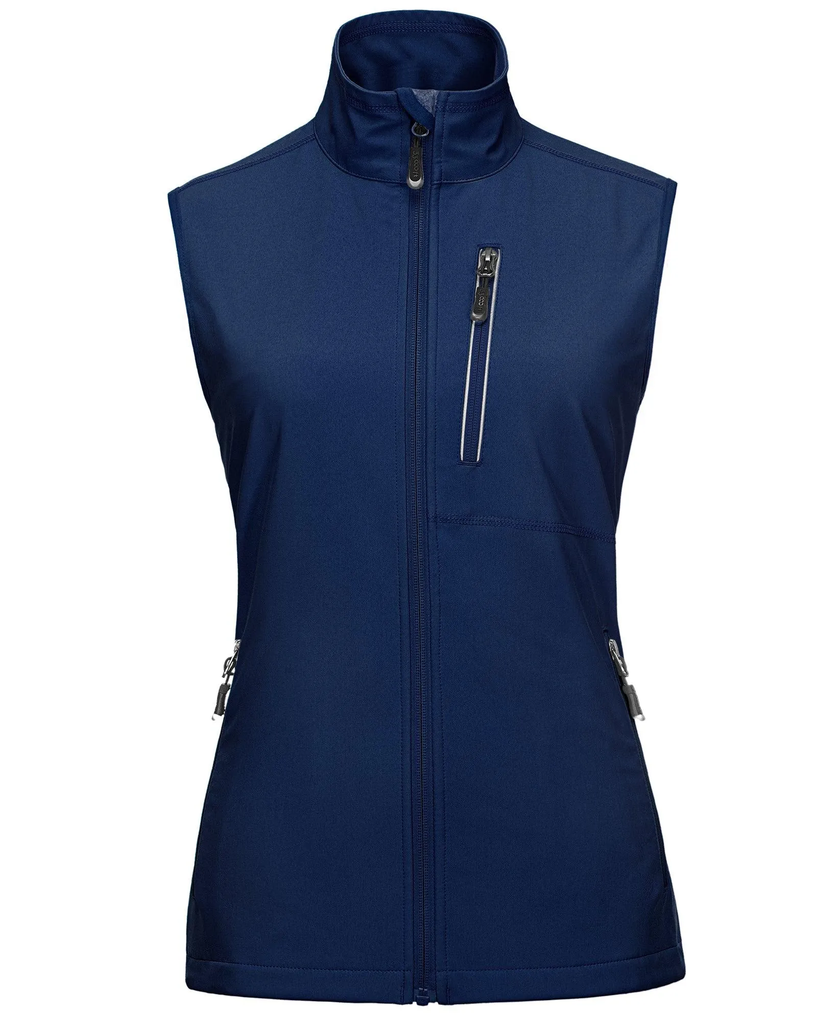 Women's Windproof Vest Outerwear with 6 Pockets and Reoflective Design: 0.77lbs 10000mm W/P index 10000 Level Breathable