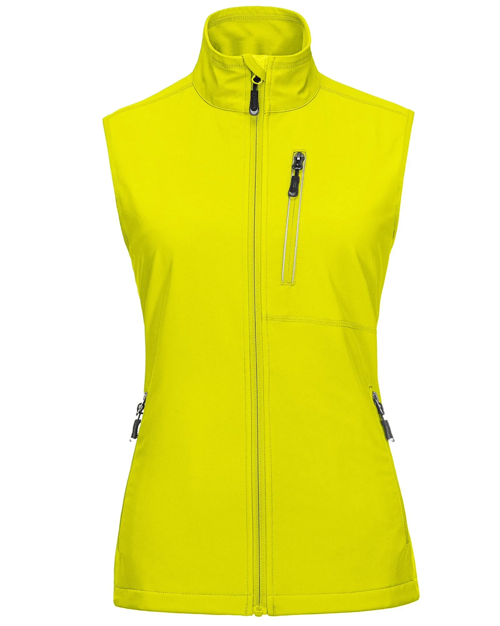 Women's Windproof Vest Outerwear with 6 Pockets and Reoflective Design: 0.77lbs 10000mm W/P index 10000 Level Breathable